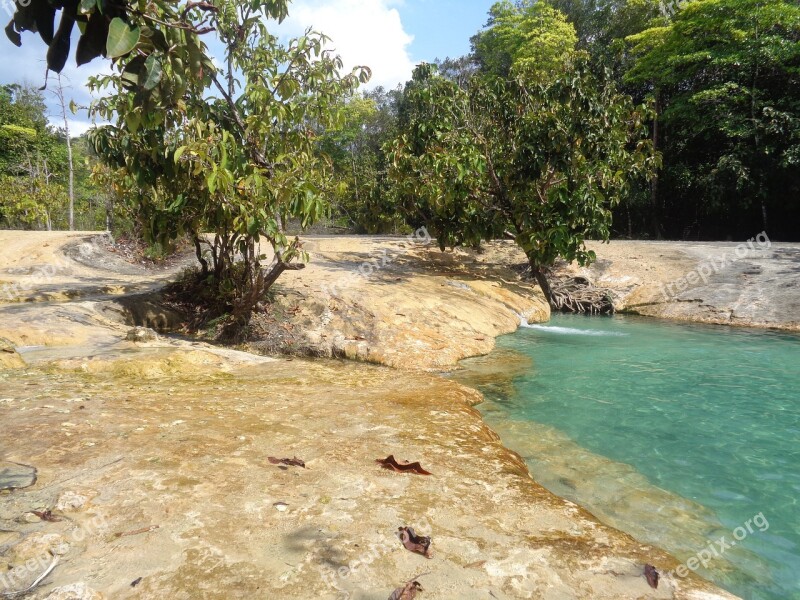 Emerald Pool Pool Sky Green Forest