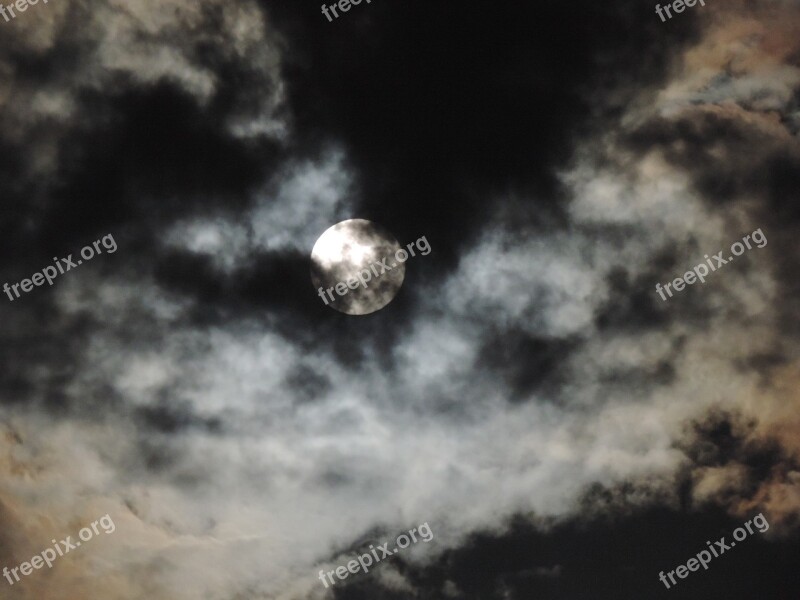 Moon Clouds Sky Night Light