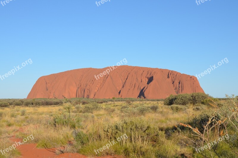 Ayres Rock Rock Monolith Landscape Australia