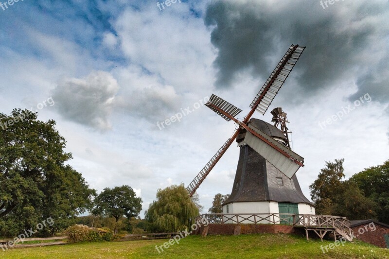 Windmill Worpswede Lower Saxony Sky Train