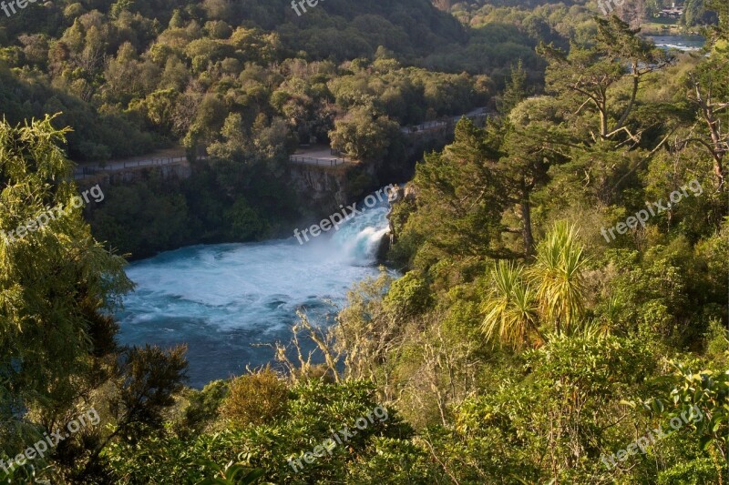 Huka Falls Waikato River Bubbling Gushing Water