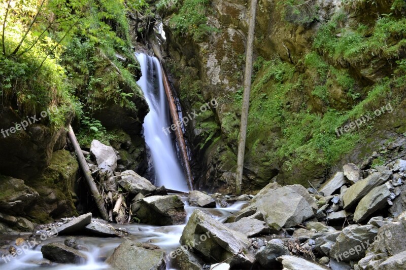 Waterfall Nature Austria Background Waterfalls