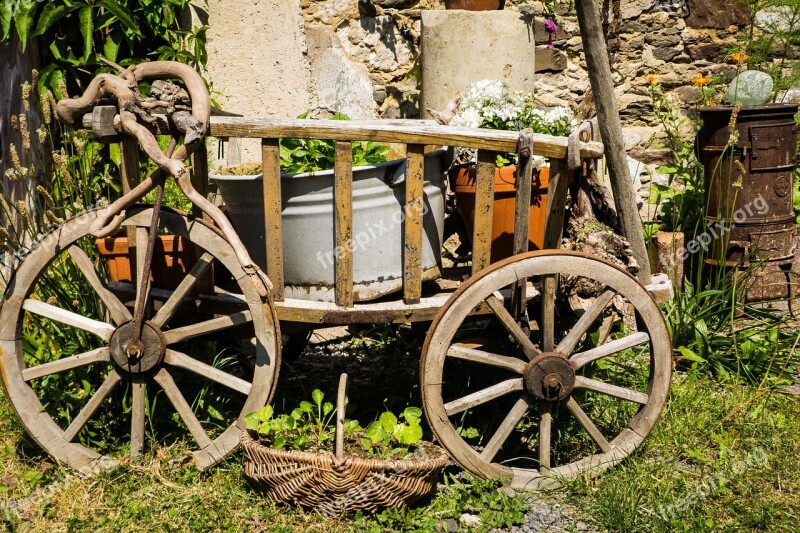 Handcart Deco Garden Wood Decoration