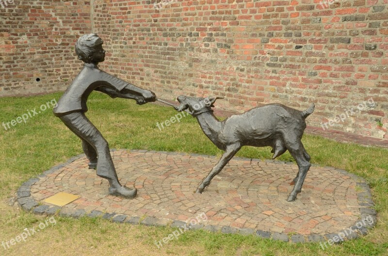 Image Statue Boy Goat Draw