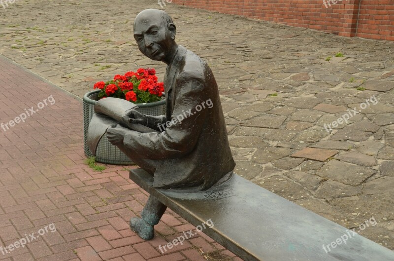 Image Statue Man Bald Newspaper