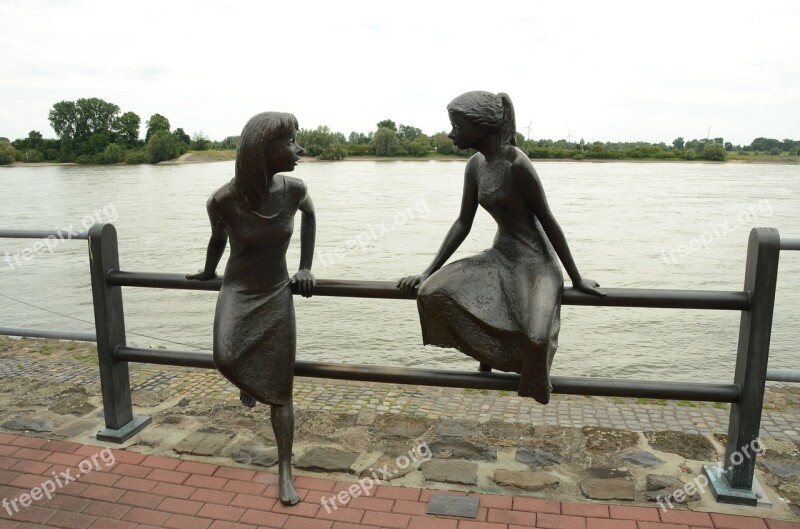 Image Statue Girl Talk Fence