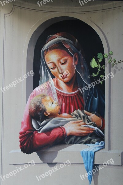 Murals Madonna With Child Jesus Child Madonna Folk Art