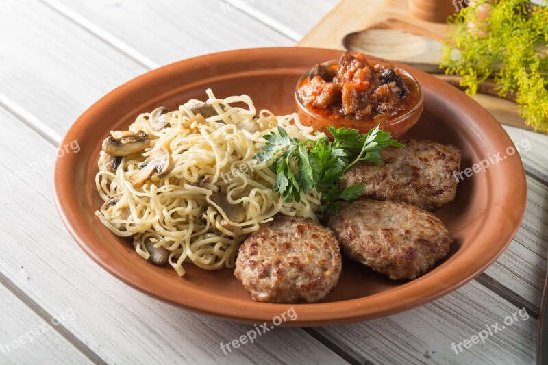 Meatballs Food Pasta Fried Shish Kebab