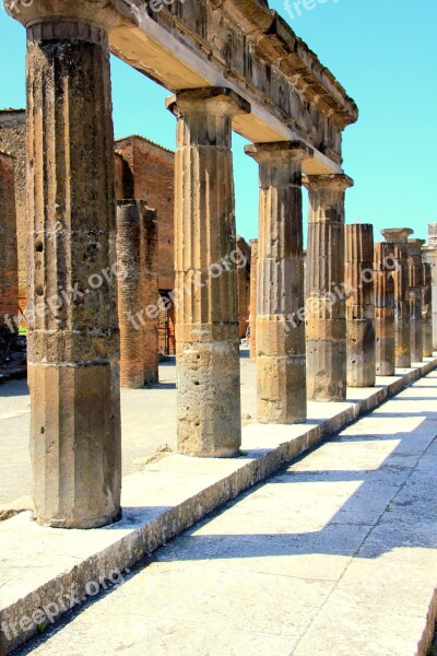 Pompeii Column Ancient Architecture Italian