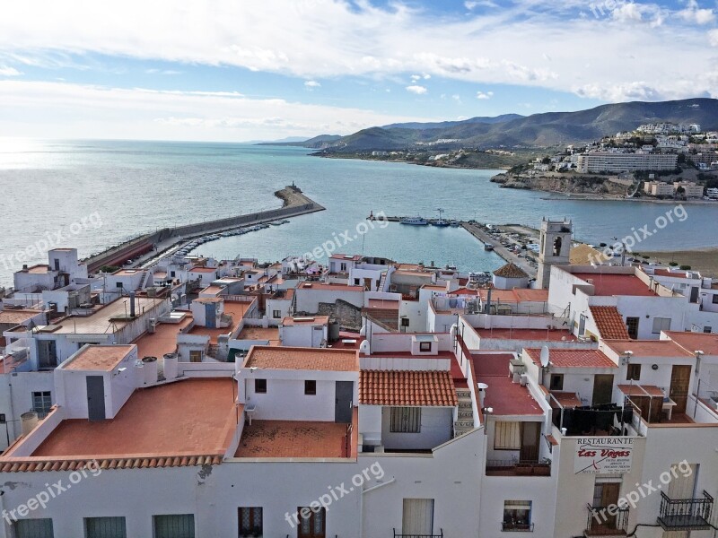 Port Sea Peniscola People Panoramic View