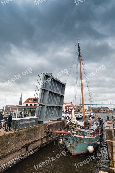 Lemmer Lock Sailing Boat Port Netherlands