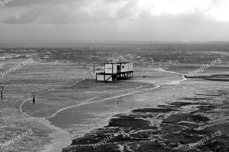 Sturmflut Blanker Hans North Sea Coast Badewacht Lifeguard