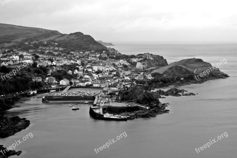 Seaside Resort Britannia Island Kingdom Ilfracombe Greyscale