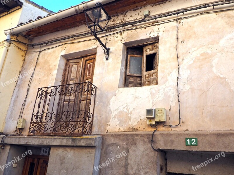 Old House Ruins Street Lamp Window Balcony Old