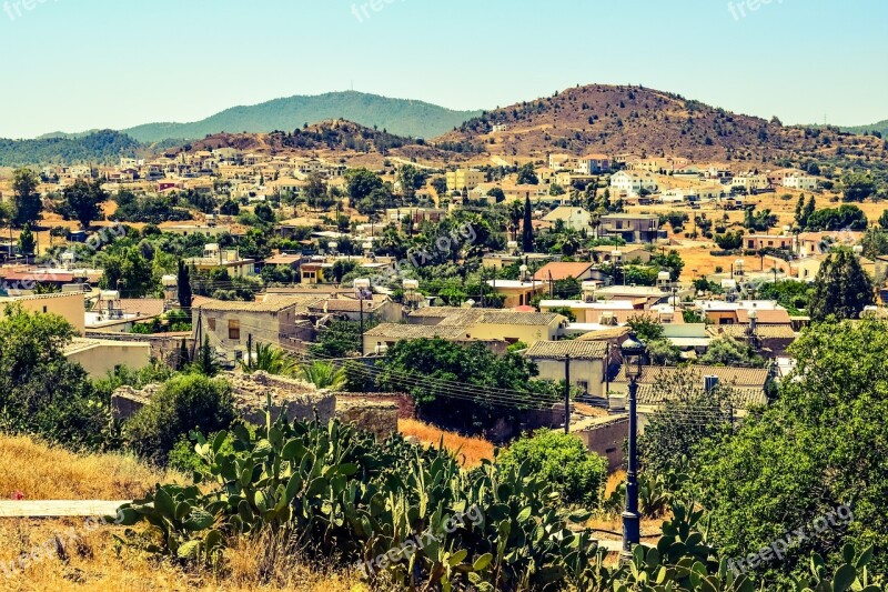 Cyprus Ayia Varvara Village View Landscape