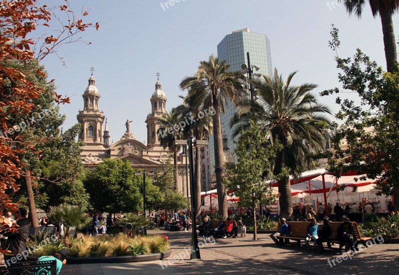 Square Santiago Chile Downtown City