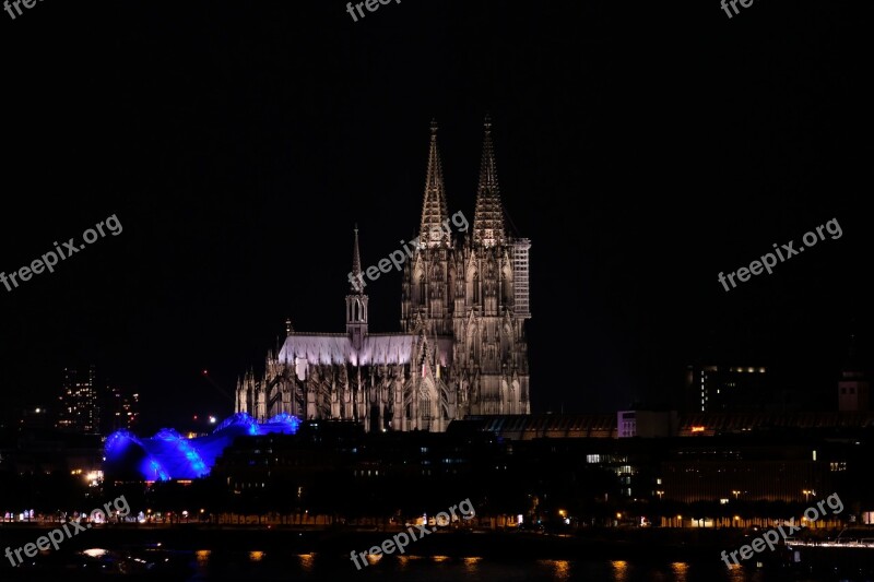 Cologne Dom Cologne Cathedral Night Illuminated