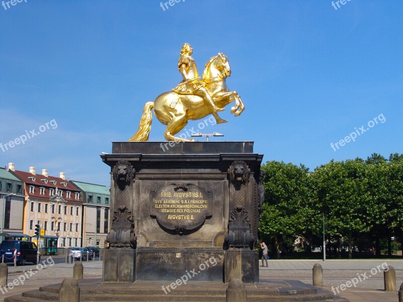 Dresden Landmark Places Of Interest Equestrian Statue Gold