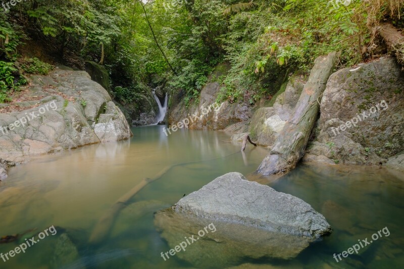 Waterfall View Dusk Asia Landmark