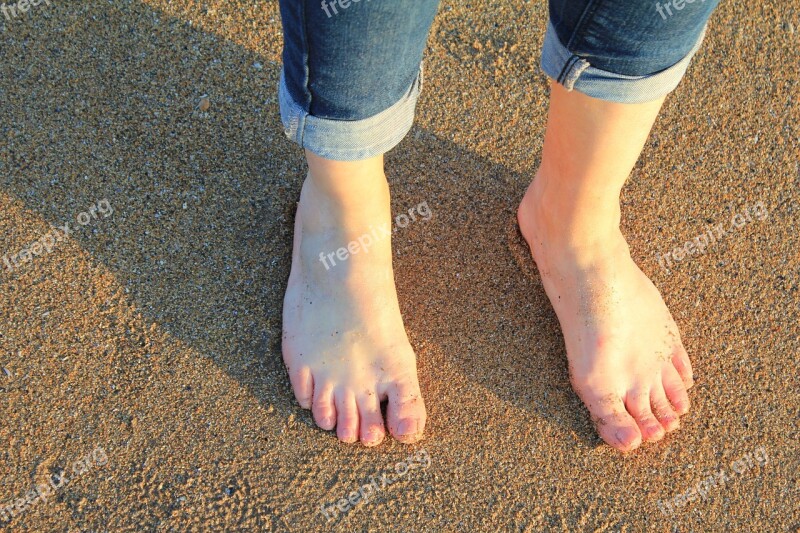 Feet Sand Beach Barefoot Woman