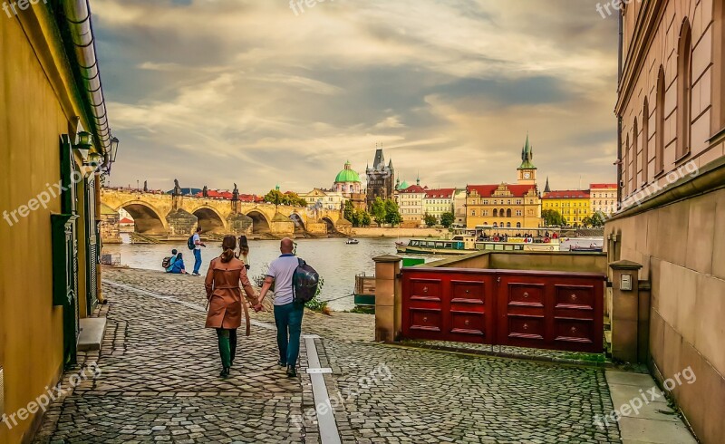 Prague River Bridge Vltava Czech