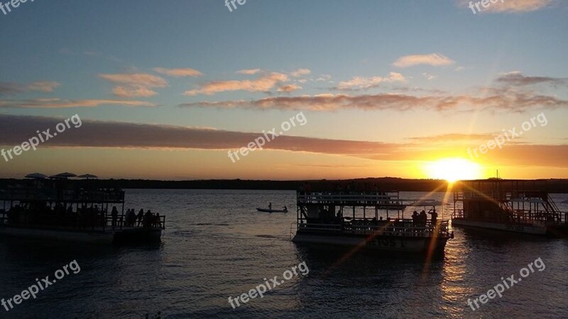 Boat Sunset Horizon Nature Travel