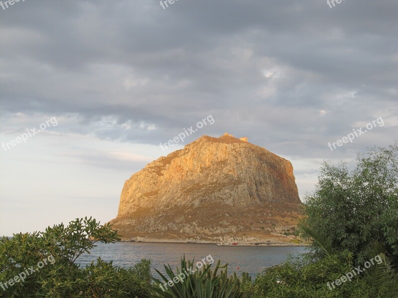 Rock See Sky Clouds Vacation