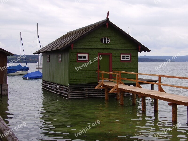 Boat House Ammersee Water Web Bavaria