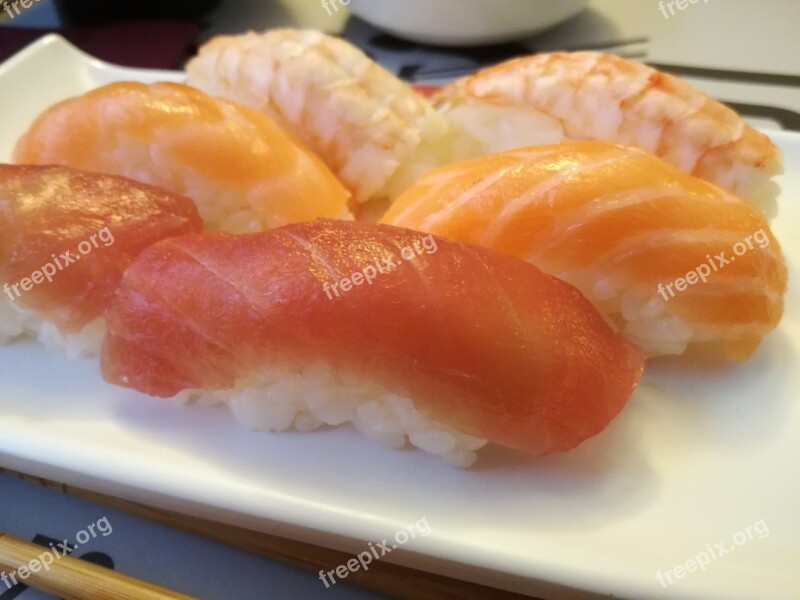 Nigiri Sushi Salmon Tuna Shrimp