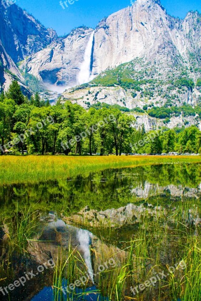 Yosemite Waterfall Usa Park California