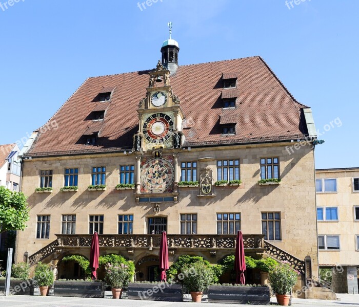 Town Hall Heilbronn Historically Clock Clock Face