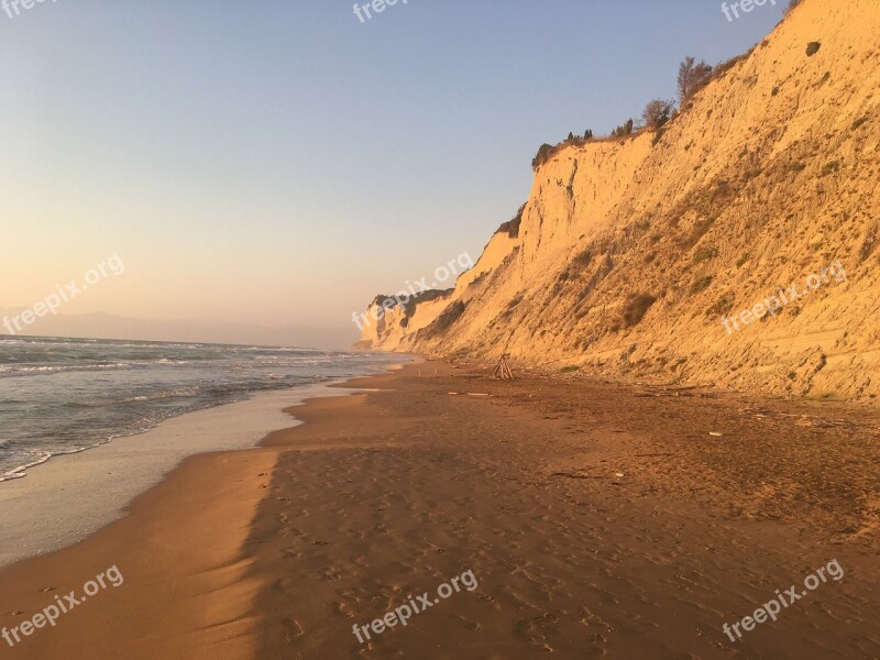 Beach Corfu Sunset Greece Island