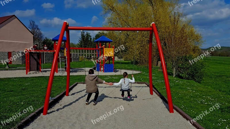 Swing Mother Child Spring Motherly Love