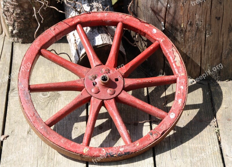 Wagon Wheel Red Wooden Wheel Decoration Free Photos