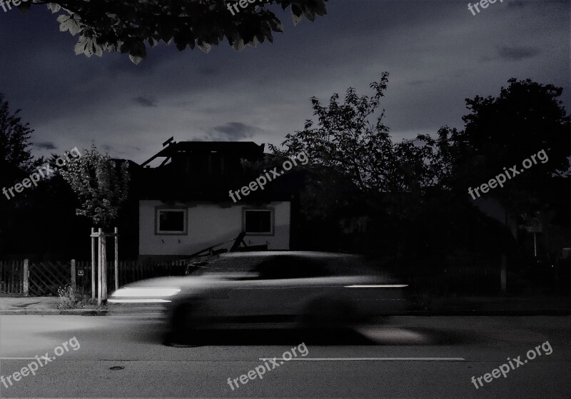 Night Auto Long Exposure Architecture Road