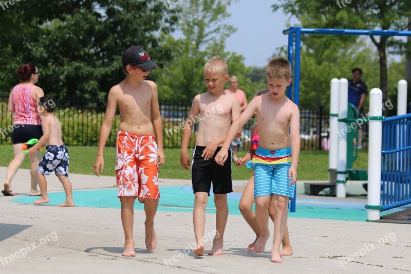 Kids Playing Water Park Boys Free Photos