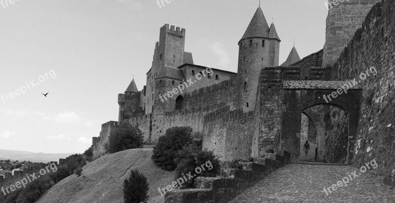 Carcassonne France Medieval City Porte D'aude Entry