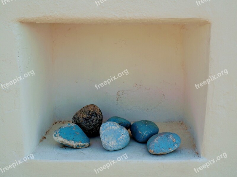 Stones Blue White Rock Greece