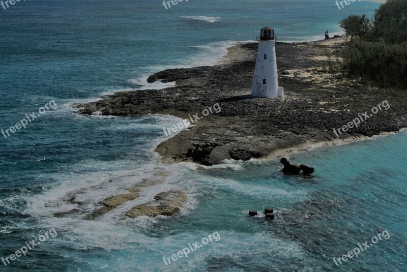 Lighthouse Beach Coastline Ocean Bahamas