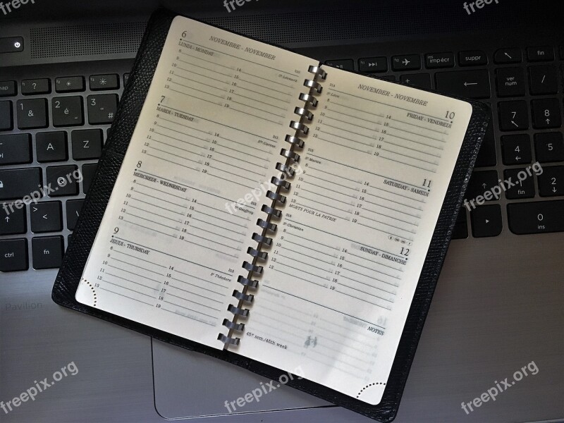 Diary Keyboard Leather Schedule Week