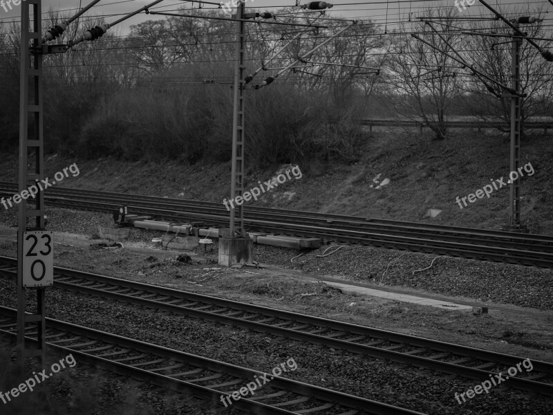 Railway Rails Black And White Railway Tracks Railway Line Railway