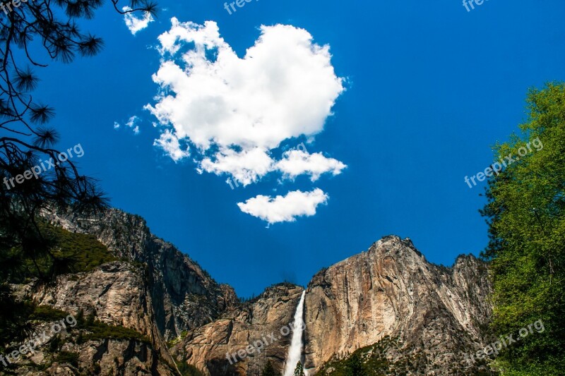 Yosemite Love Waterfall Nature Usa