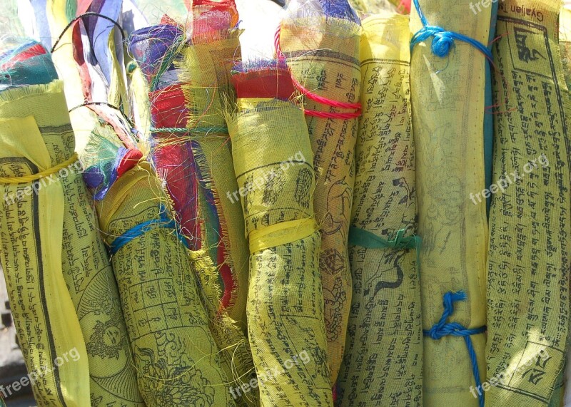 Prayer Flags Nepal Buddhism Temple Himalaya