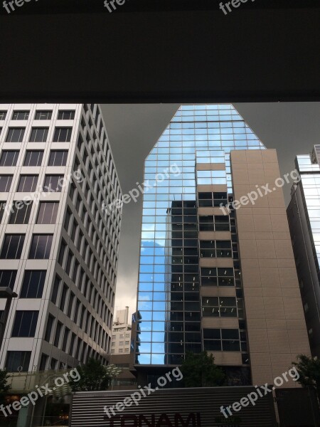 City High Rise Buildings Sky Color Contrast Dark Clouds