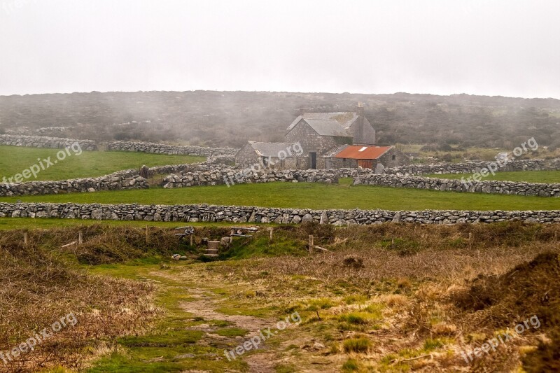 Cornwall Landscape Fog Stones Free Photos