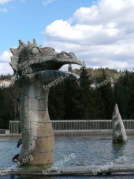 Sculpture Dragon Art The Pond Norway