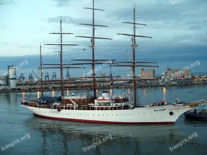 Barcelona Spain Port Sea The Mediterranean Sea