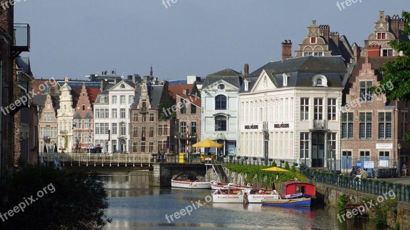 Ghent Belgium Canal Architecture Building