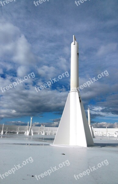 Industry Tank Oil White Roof Blue Sky