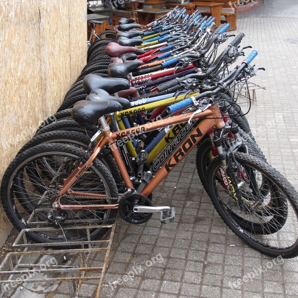 Bicycles Bike Racks In A Row Turn Off Parking Possibility